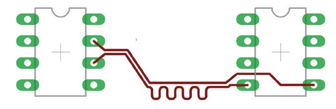 Obr. 3 Asymetrický meander na plošnom spoji